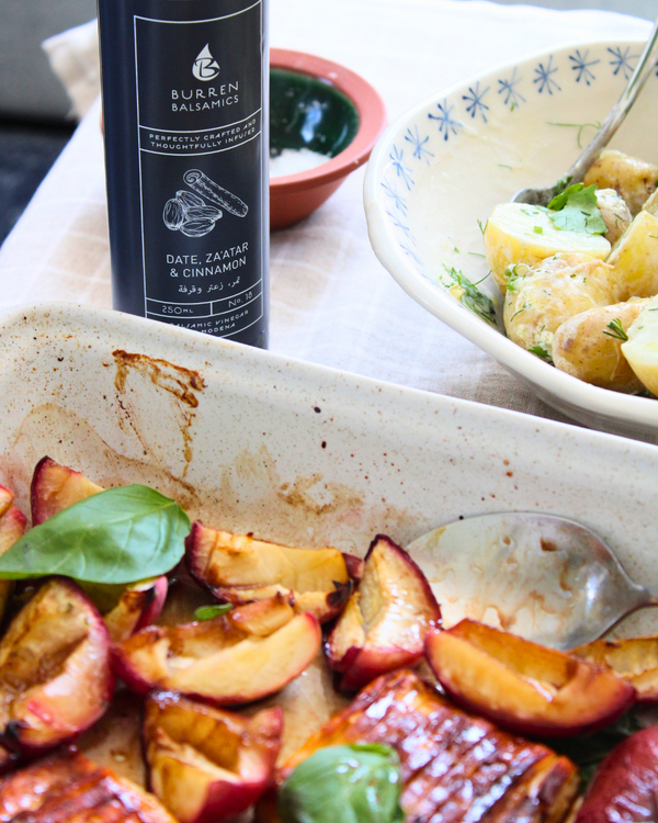 Balsamic Peach and Halloumi Bake