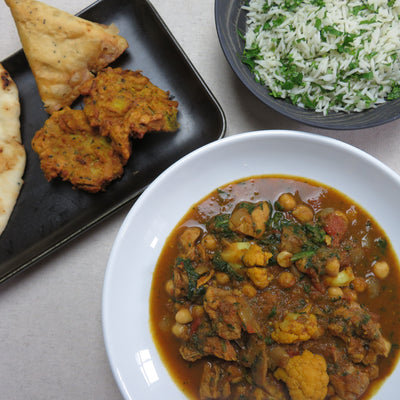 Chicken and Cauliflower Curry with Roast Onion Balsamic