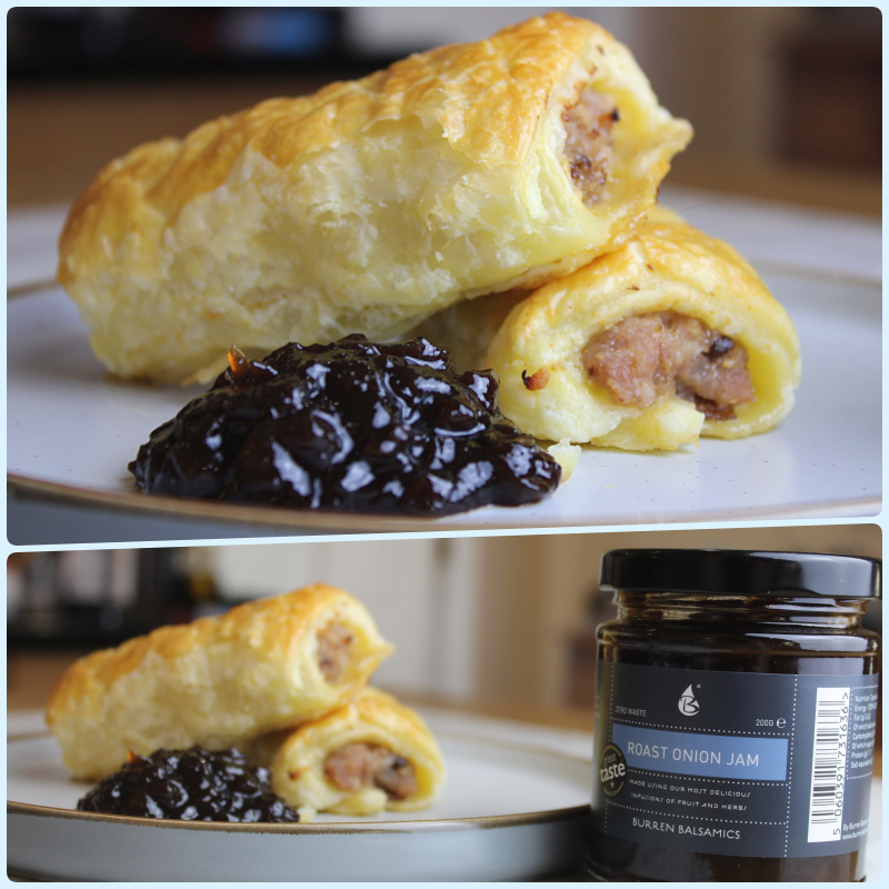 Homemade Pork and Roast Onion Jam Sausage Rolls