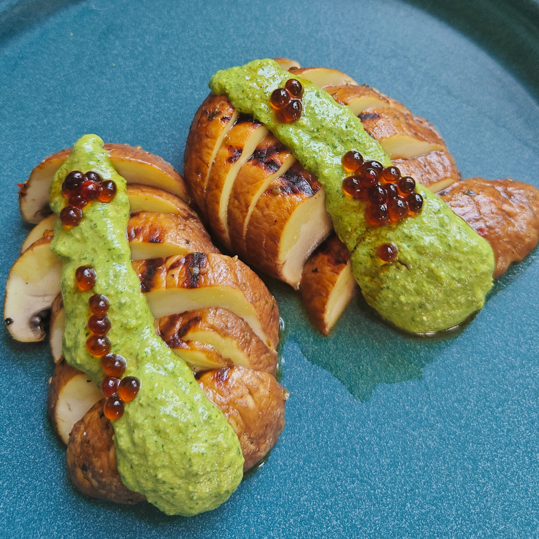 Mushrooms with Rocket and Walnut Pesto