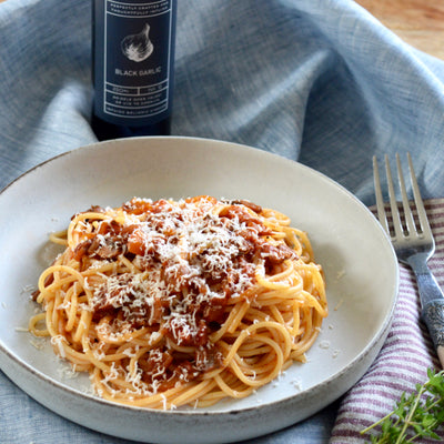 Veggie Ragu with Black Garlic Infused Balsamic Vinegar