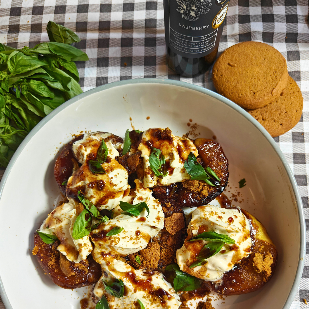 Baked Balsamic Peaches and Chantilly Cream