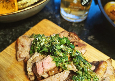 Salsa Verde with Lamb Steaks