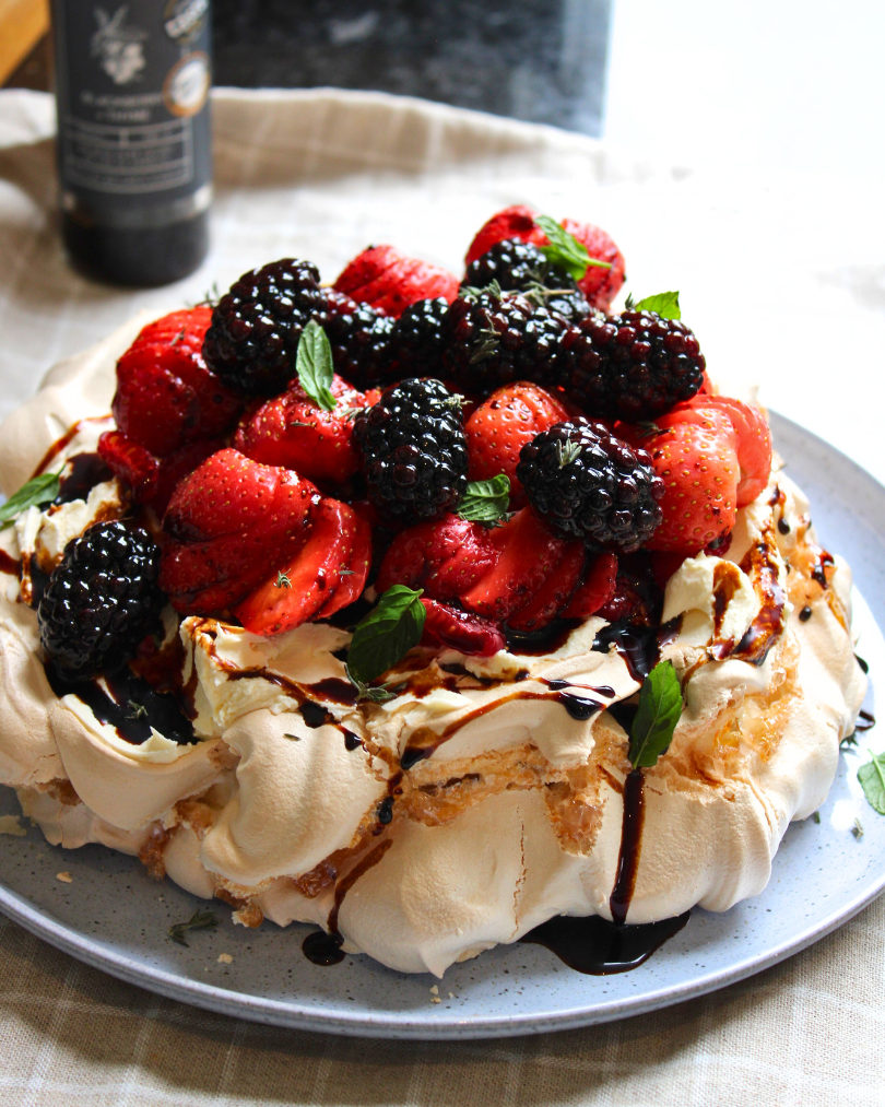 Pavlova with Balsamic Blackberries