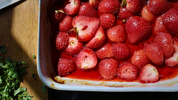 Balsamic Roasted Strawberries with Burrata
